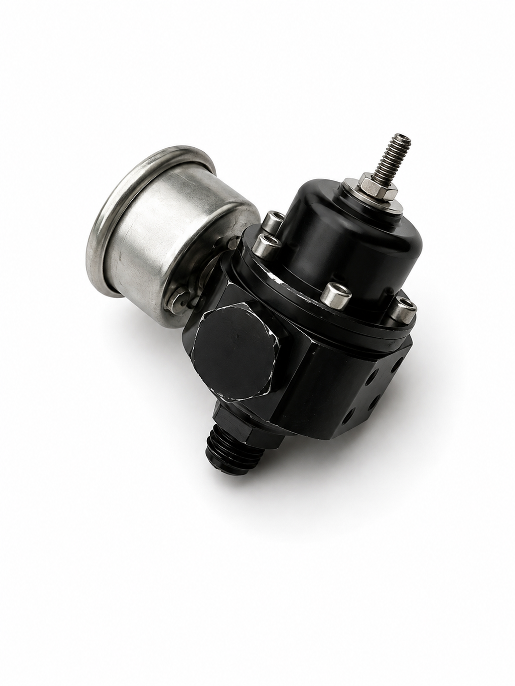 AEM 25-302BK Adjustable Fuel Pressure Regulator w/ VMS 100 PSI Fuel Pressure Gauge