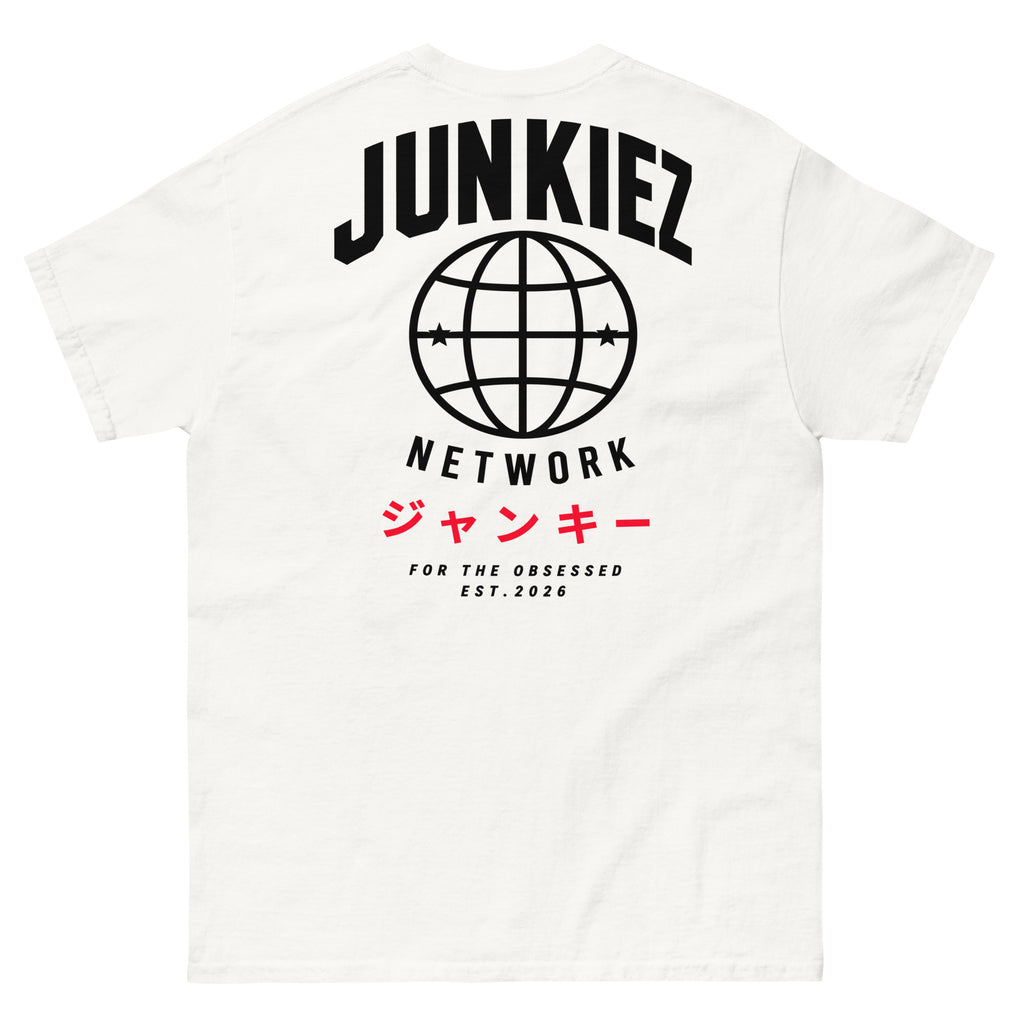 Junkiez Network Globe – For the Obsessed Front & Back Tee