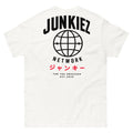 Junkiez Network Globe – For the Obsessed Front & Back Tee