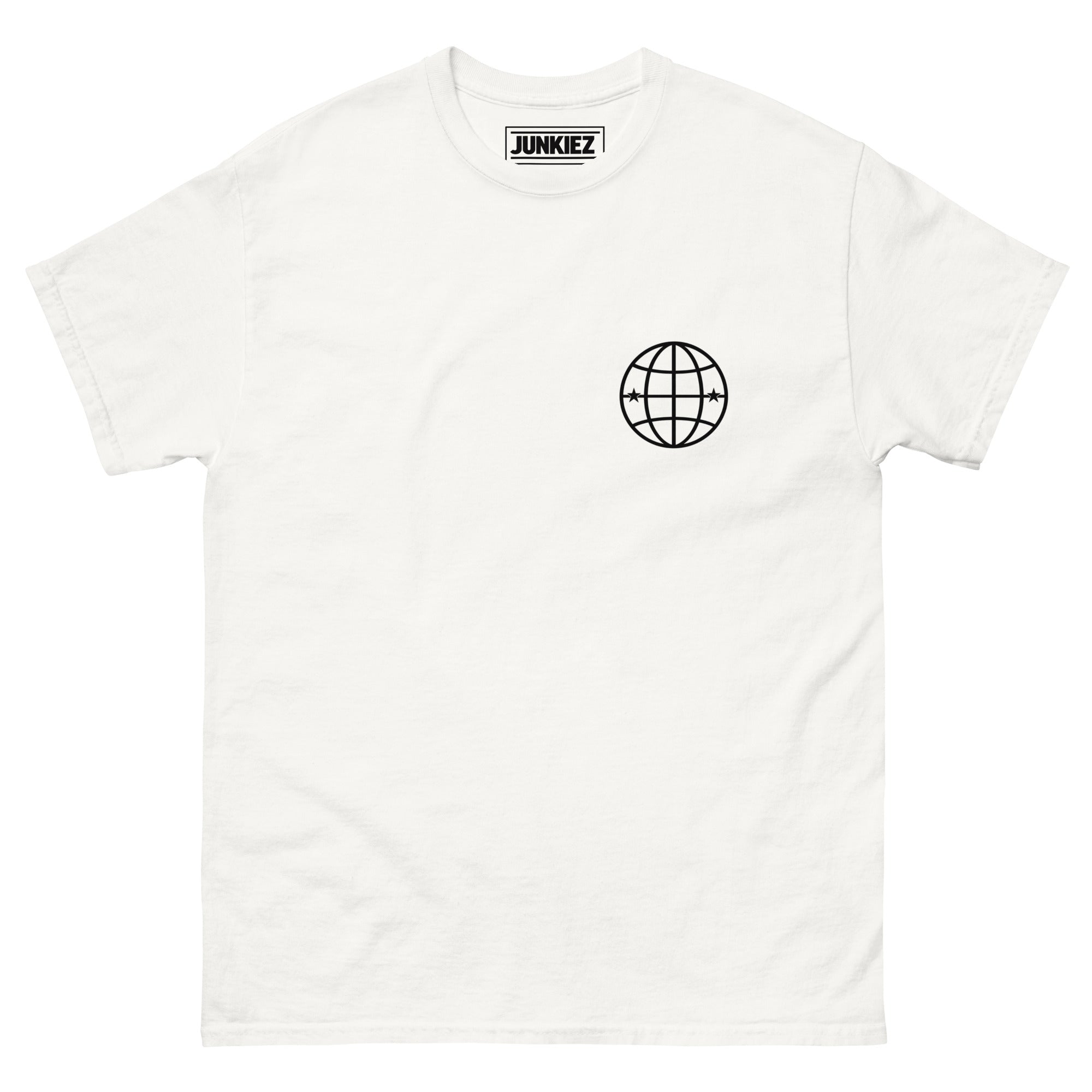 Junkiez Network Globe – For the Obsessed Front & Back Tee